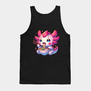 Axolotl Eating Ramen Noodles Tank Top